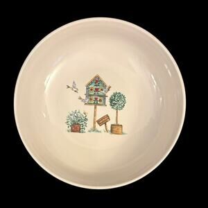 Thomson Pottery Birdhouse Serving Bowl 9.5” Country  Birds Cottagecore Farmhouse